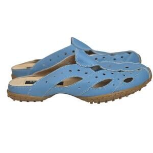 Berne Mev Blue Leather Comfort Slip On Mule Sneakers Size 39 US 8.5